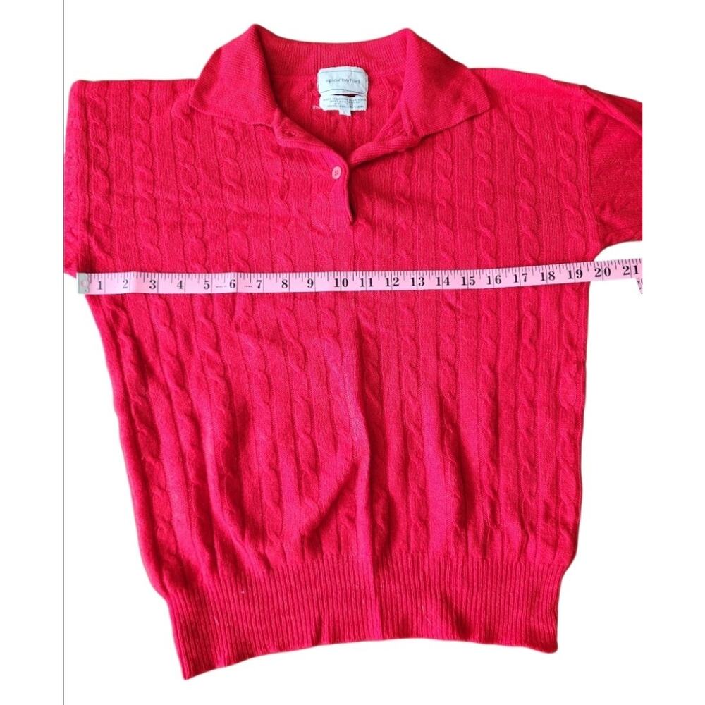 Sportwhirl Vintage 90s Red Cable Knit Cashmere Sweater Women's Size Large - Picture 5 of 6